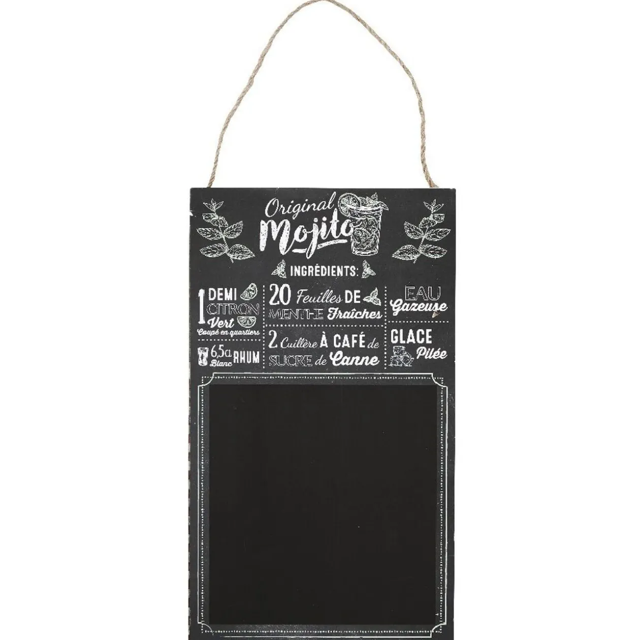 Ardoise à suspendre design cocktail
