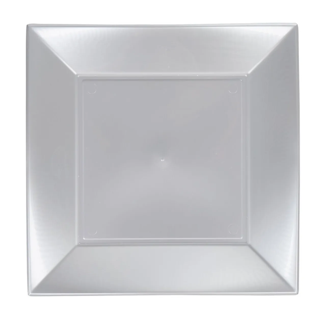Assiette carrée 23x23 cm design incurvé argenté x6