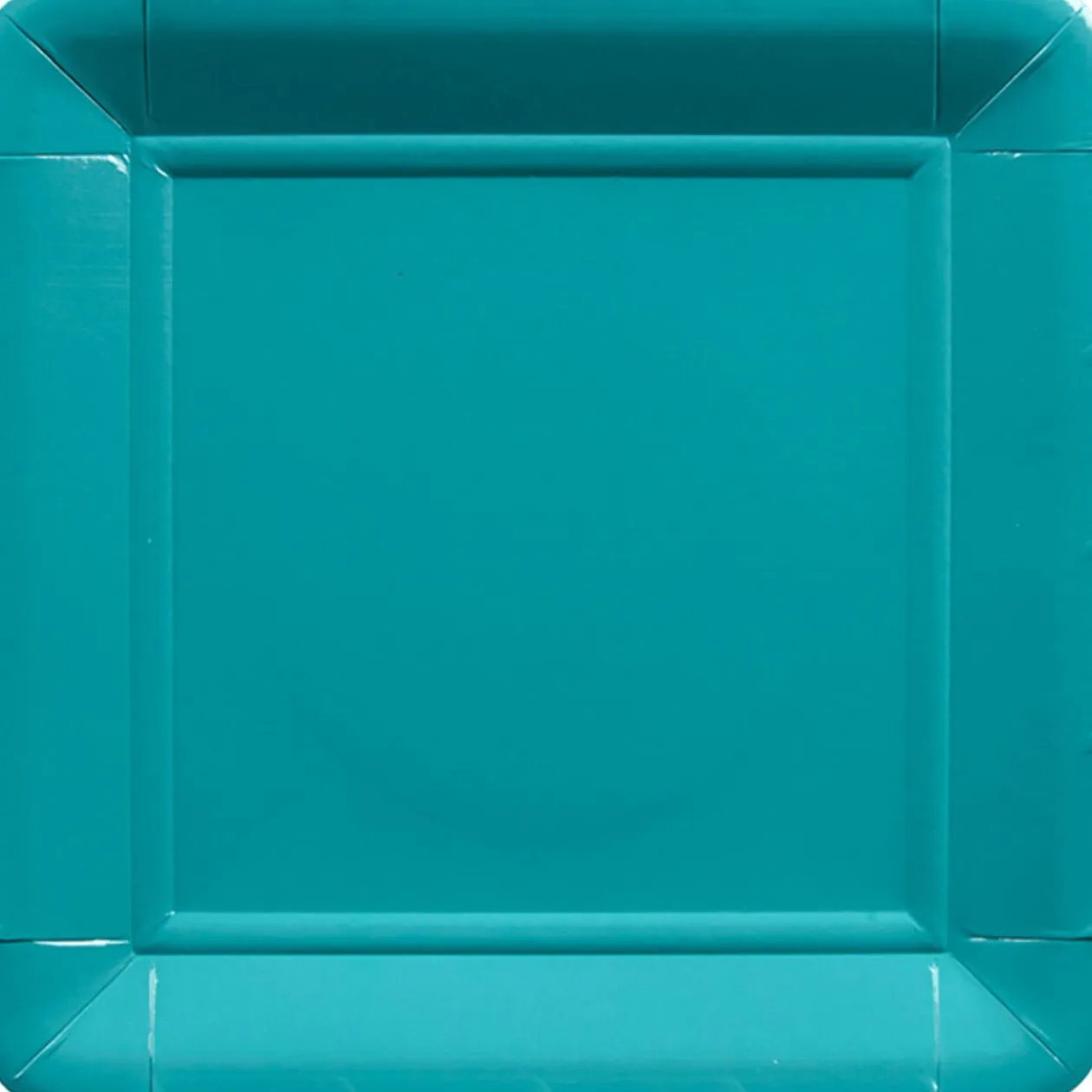 Assiette en carton bleu caraïbe x8