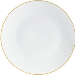 Assiette plate blanche à bord coloré dépareillé x4