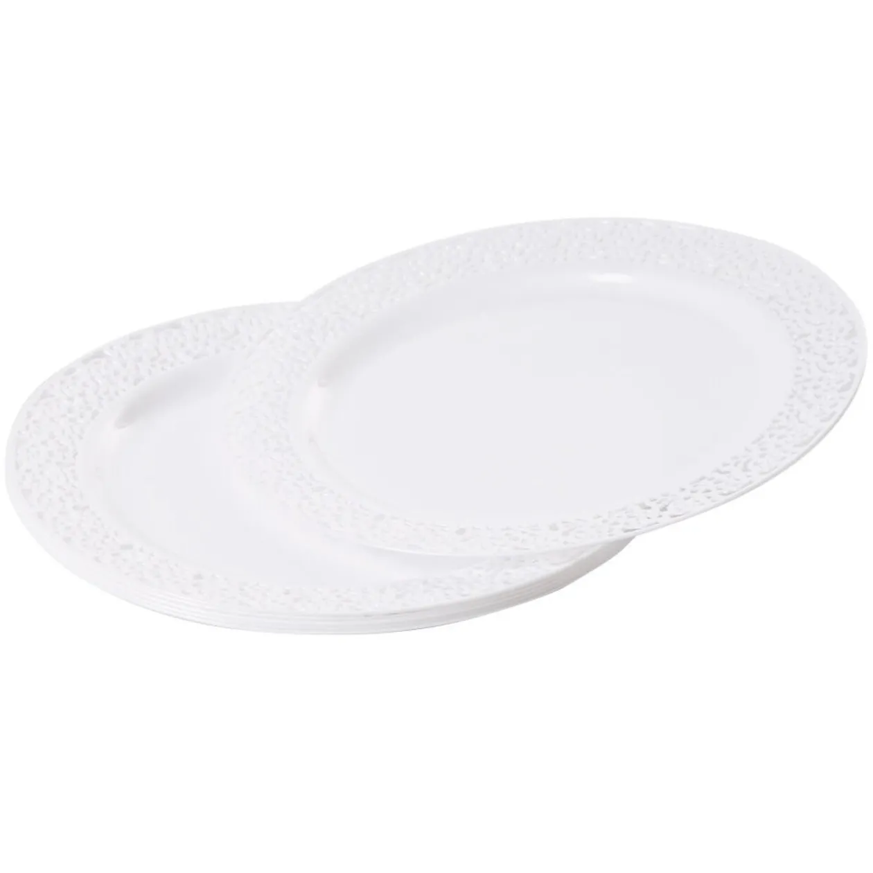 Assiette plate blanche contour avec motifs en relief x6