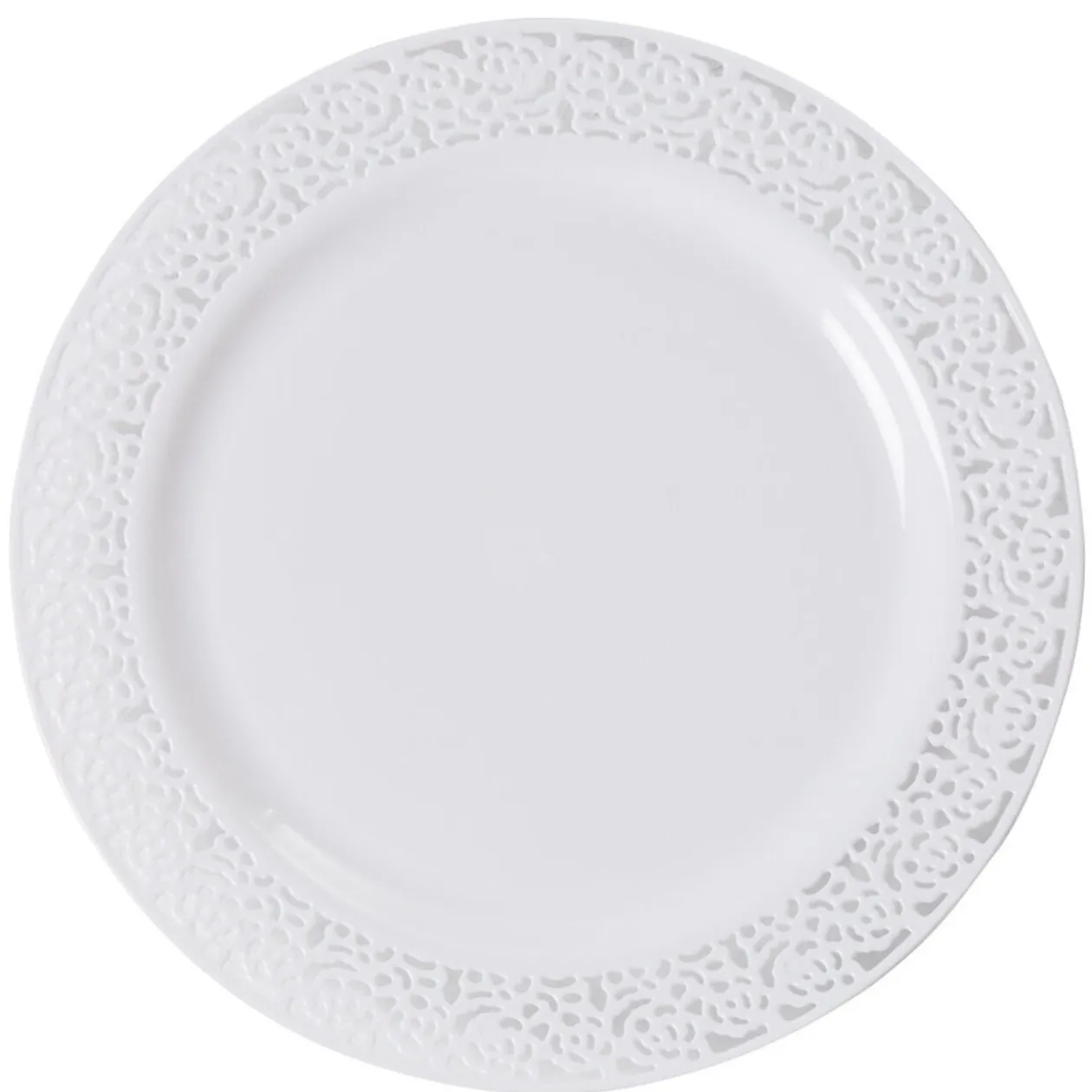 Assiette plate blanche contour avec motifs en relief x6