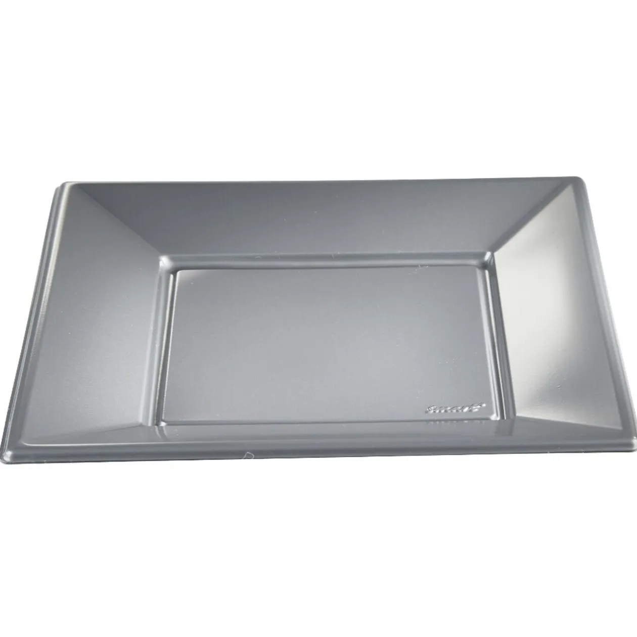Assiette plate carrée gris clair en plastique réutilisable x6