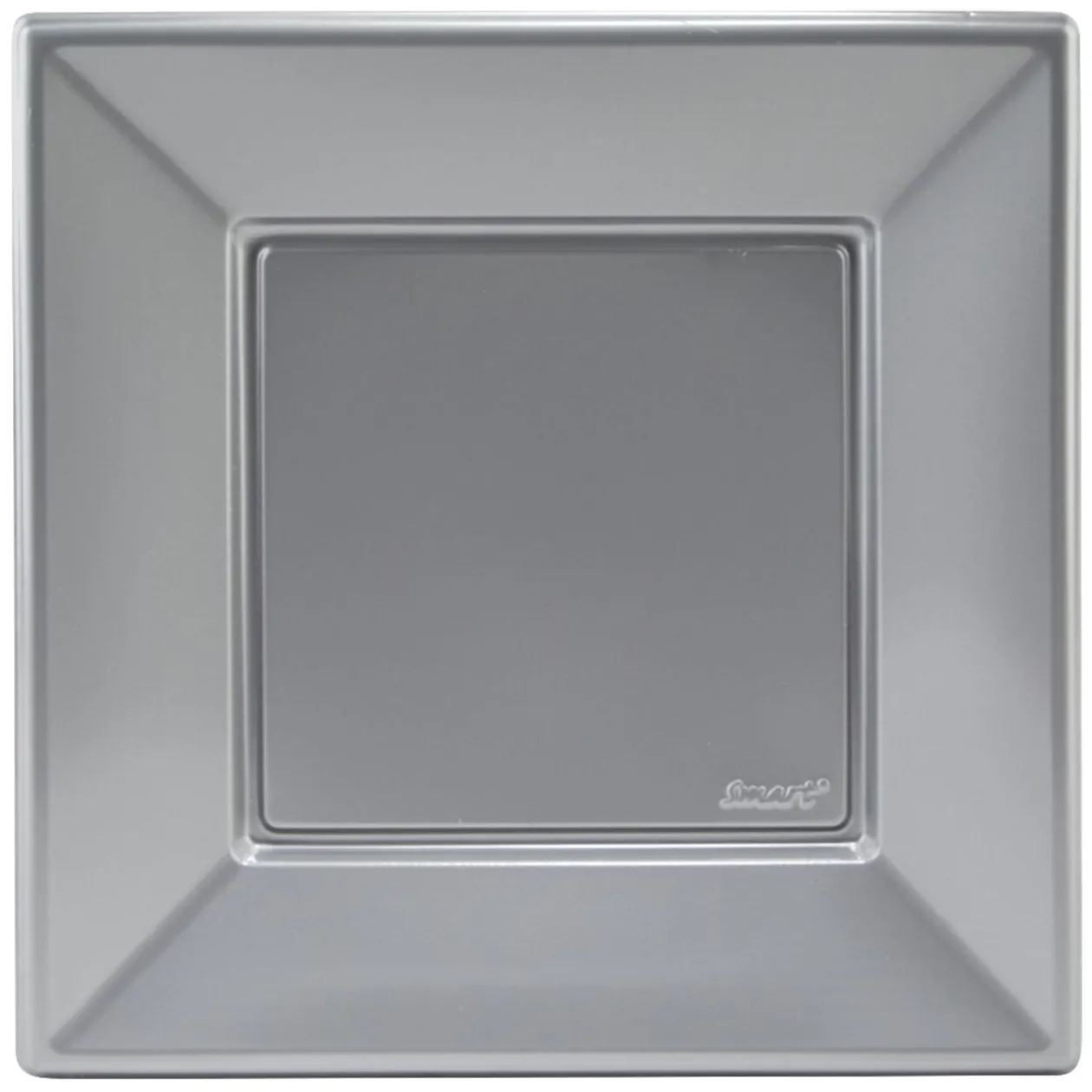 Assiette plate carrée gris clair en plastique réutilisable x6