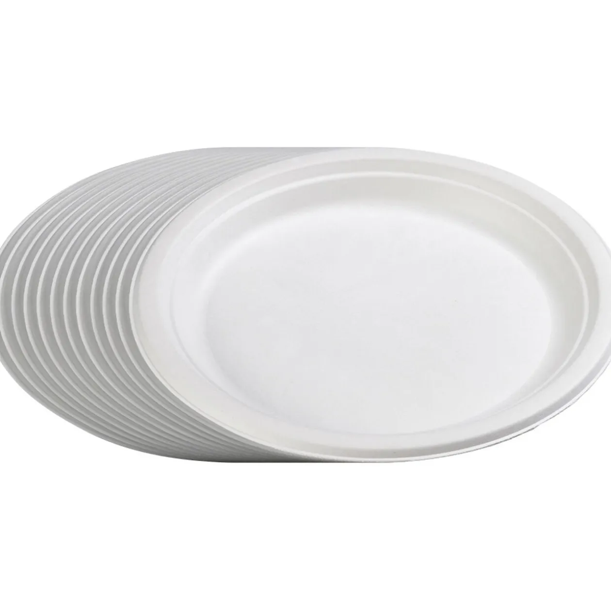 Assiette plate ronde en canne à sucre x12