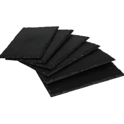 Assiette rectangulaire 22x14 cm imitation ardoise noir x6