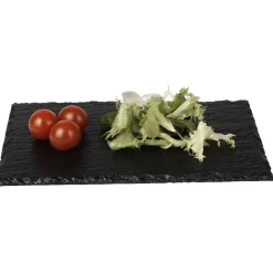 Assiette rectangulaire 22x14 cm imitation ardoise noir x6