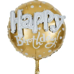 Ballon alu anniversaire Happy Birthday doré ou bleu Ø45cm