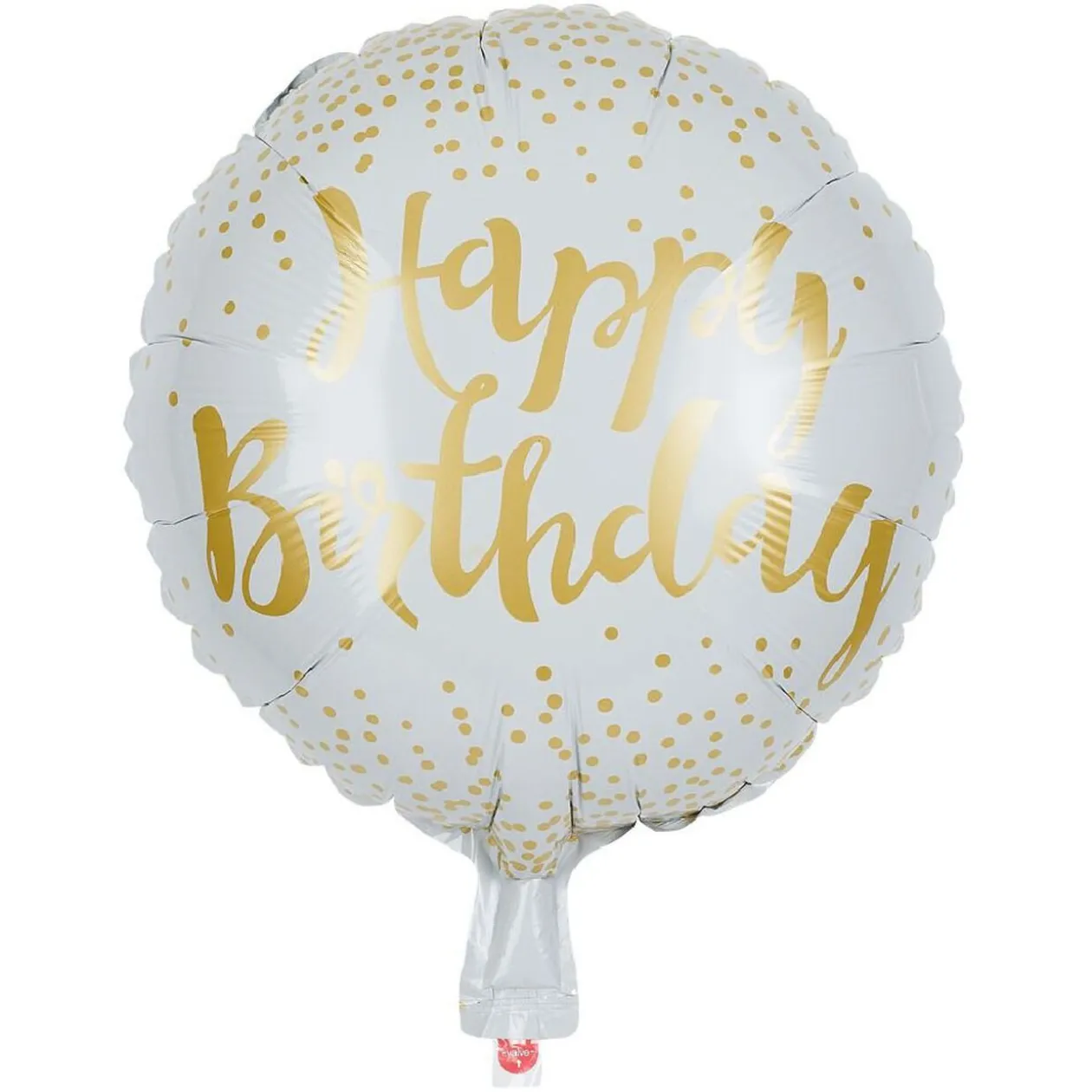 Ballon alu anniversaire Happy Birthday blanc et doré Ø45cm