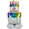 Ballon alu anniversaire Happy Birthday multicolore H100cm