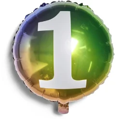 Ballon alu chiffre 1 métallisé multicolore Ø45cm