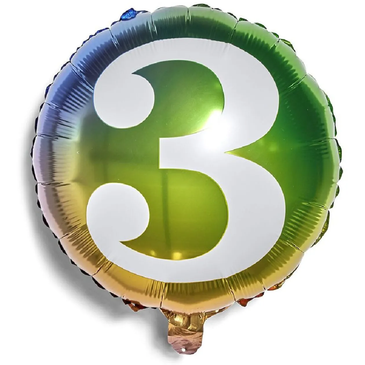 Ballon alu chiffre 3 métallisé multicolore Ø45cm