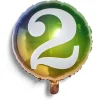 Ballon alu chiffre 2 métallisé multicolore Ø45cm