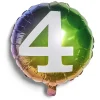 Ballon alu chiffre 4 métallisé multicolore Ø45cm