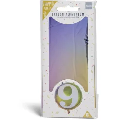 Ballon alu chiffre 9 métallisé multicolore Ø45cm