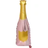 Ballon alu forme bouteille rose et dorée 78cm