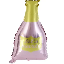 Ballon alu forme bouteille rose et dorée 78cm
