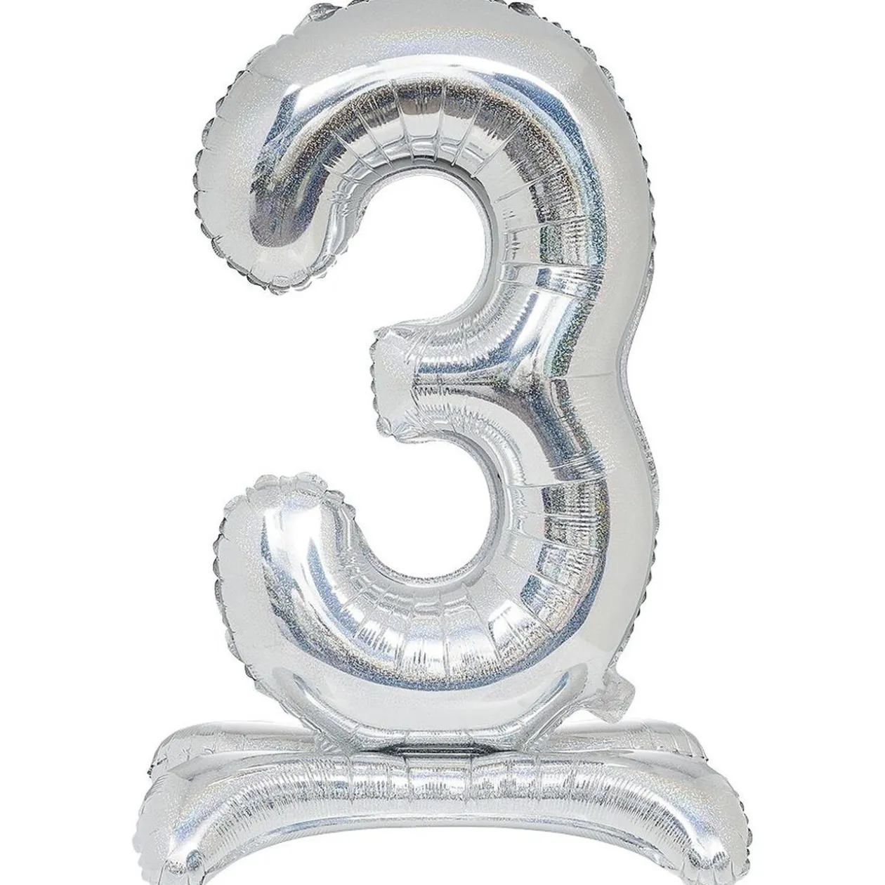 Ballon chiffre 3 doré ou argenté H80 cm avec support