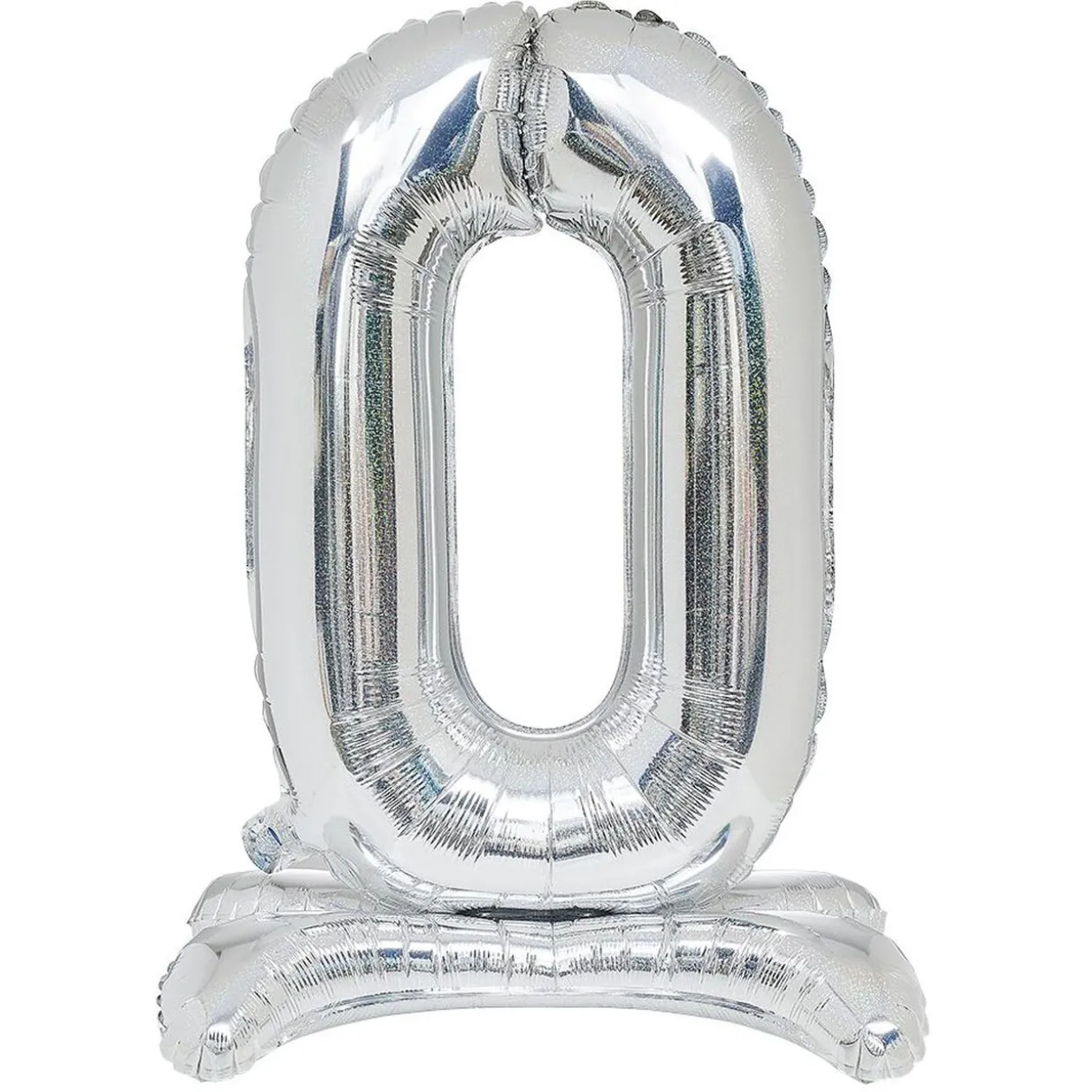Ballon chiffre 0 doré ou argenté H80 cm avec support