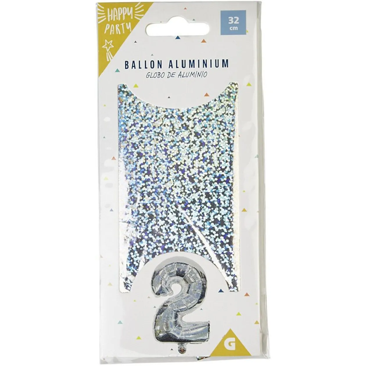 Ballon chiffre 2 noir argenté ou doré