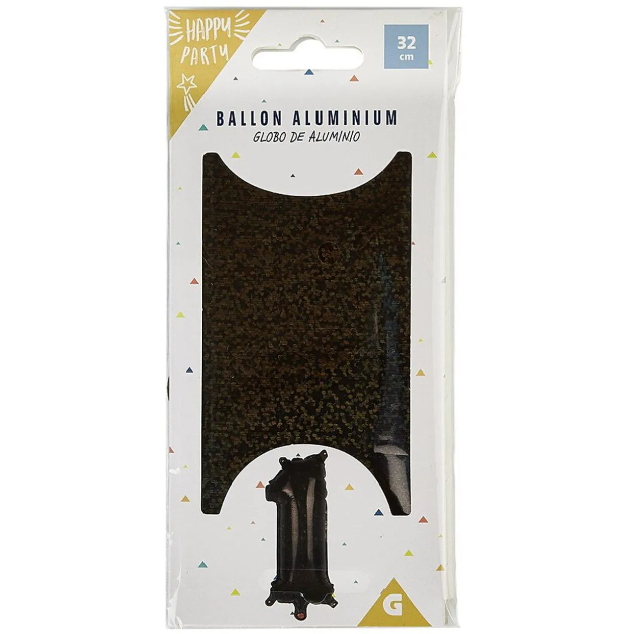 Ballon chiffre 1 noir argenté ou doré