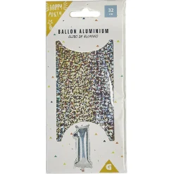 Ballon chiffre 1 noir argenté ou doré