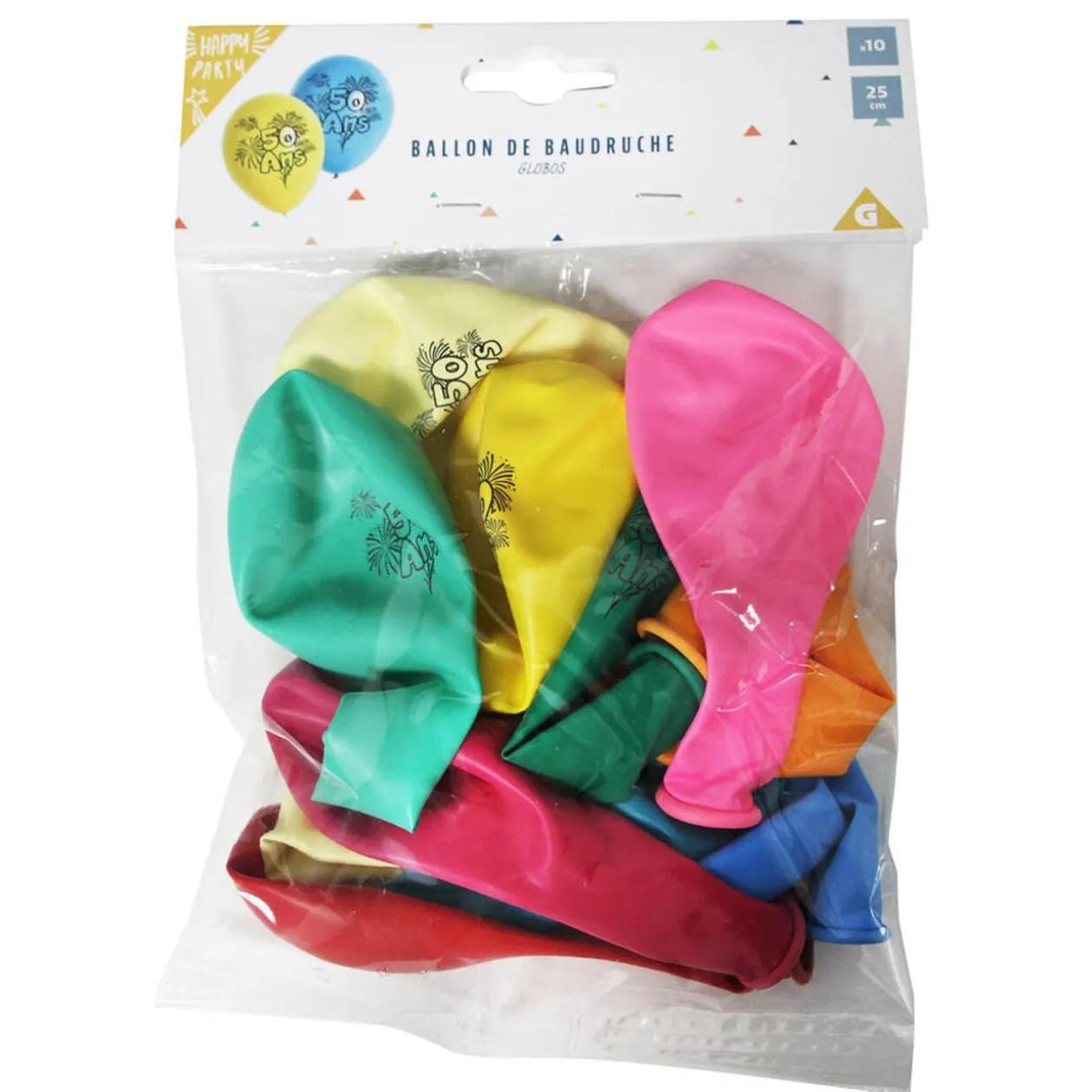 Ballon de baudruche anniversaire 50 ans multicolore x10