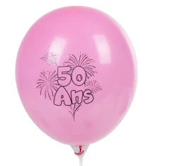 Ballon de baudruche anniversaire 50 ans multicolore x10