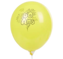 Ballon de baudruche anniversaire 60 ans multicolore x10