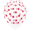 Ballon de baudruche blanc motif pois rose et rouge x8