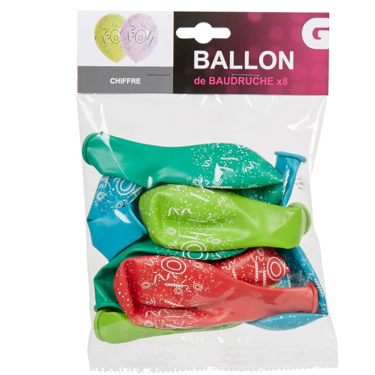 Ballon de baudruche chiffre 0 multicolore x8