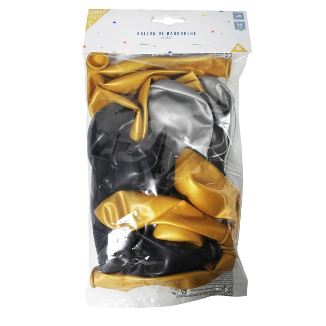 Ballon de baudruche nacré doré argenté noir x20