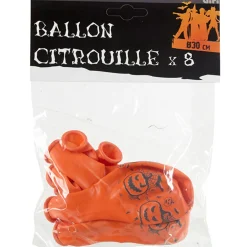 Ballon de baudruche orange motif citrouille Halloween x8
