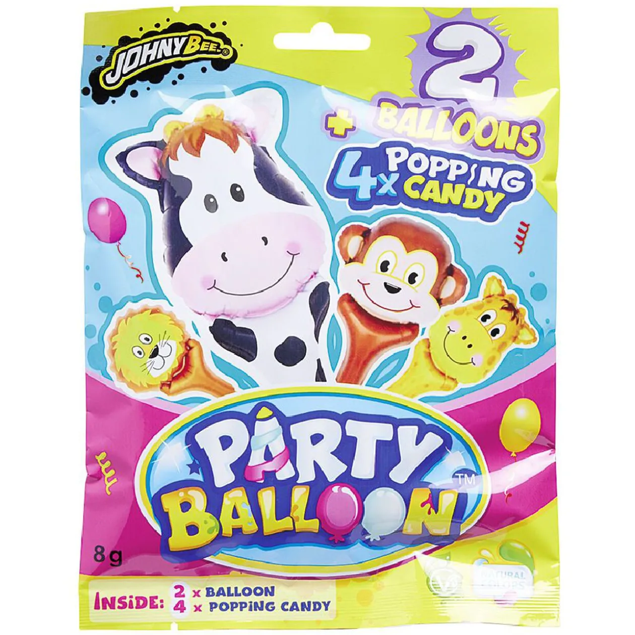 Ballon de fête x2 avec sachet de poudre pétillante x4