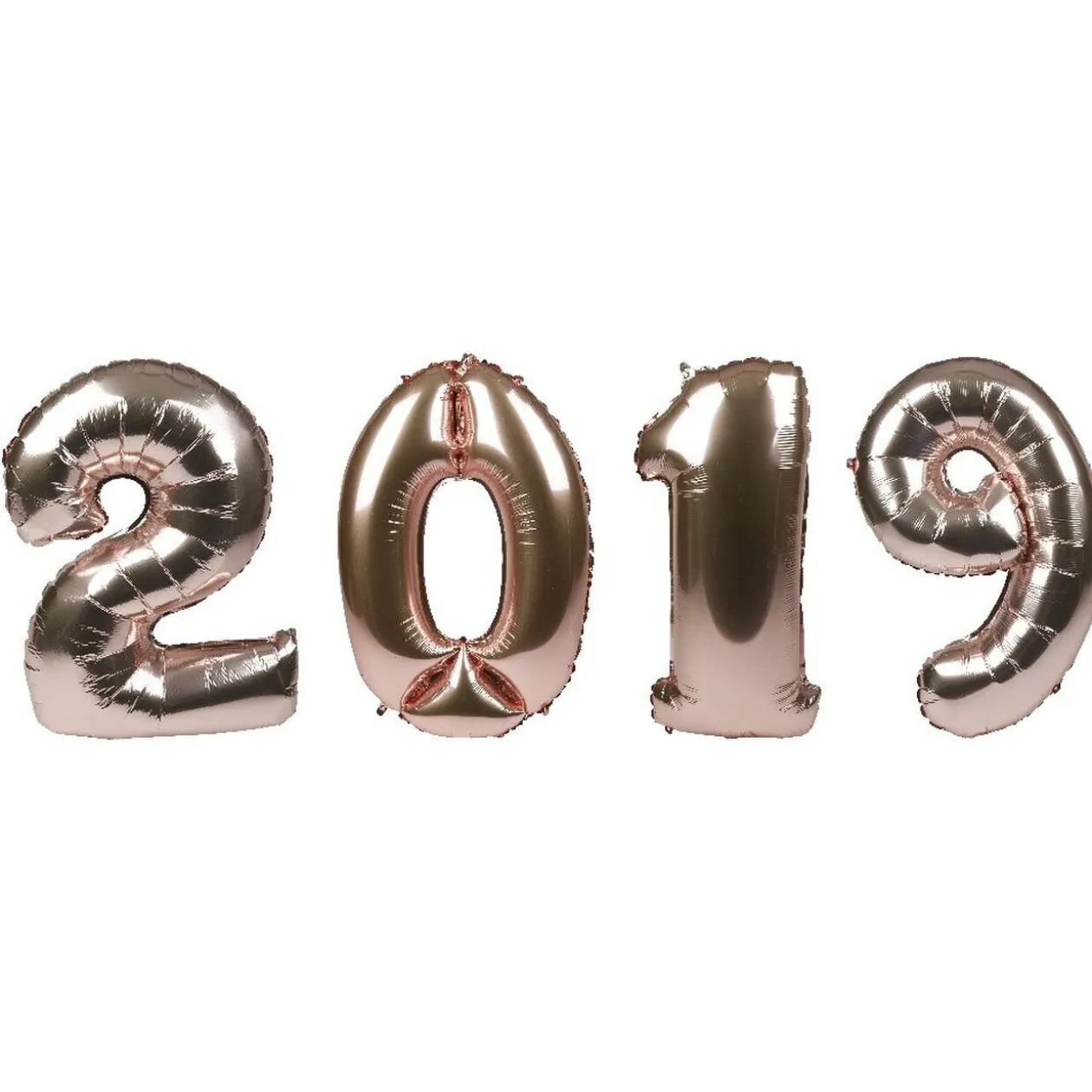 Ballon gonflable chiffre 2019 déco nouvel an H. 34 cm rose gold
