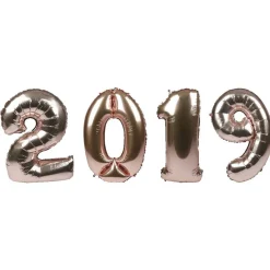 Ballon gonflable chiffre 2019 déco nouvel an H. 64 cm rose gold