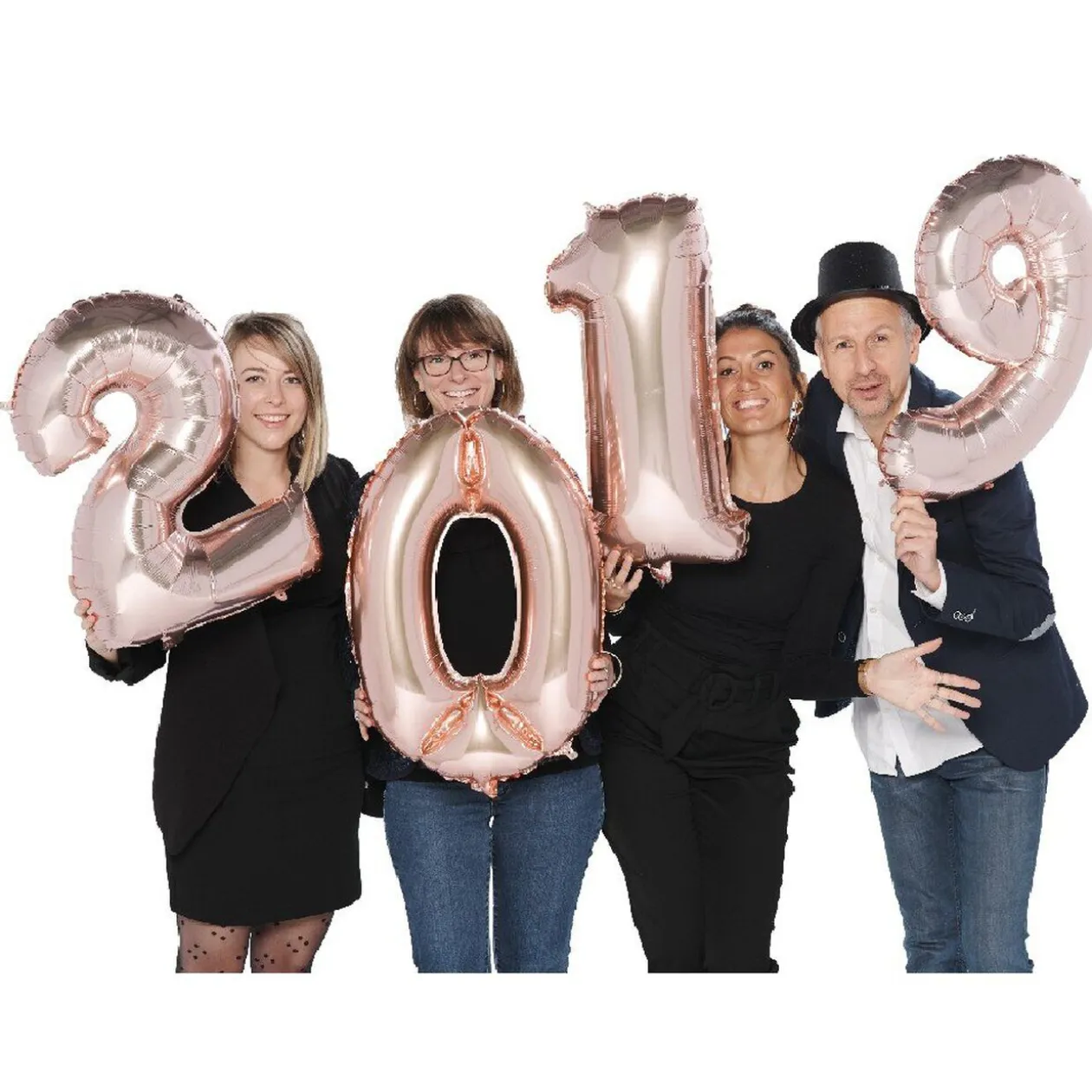 Ballon gonflable chiffre 2019 déco nouvel an H. 64 cm rose gold