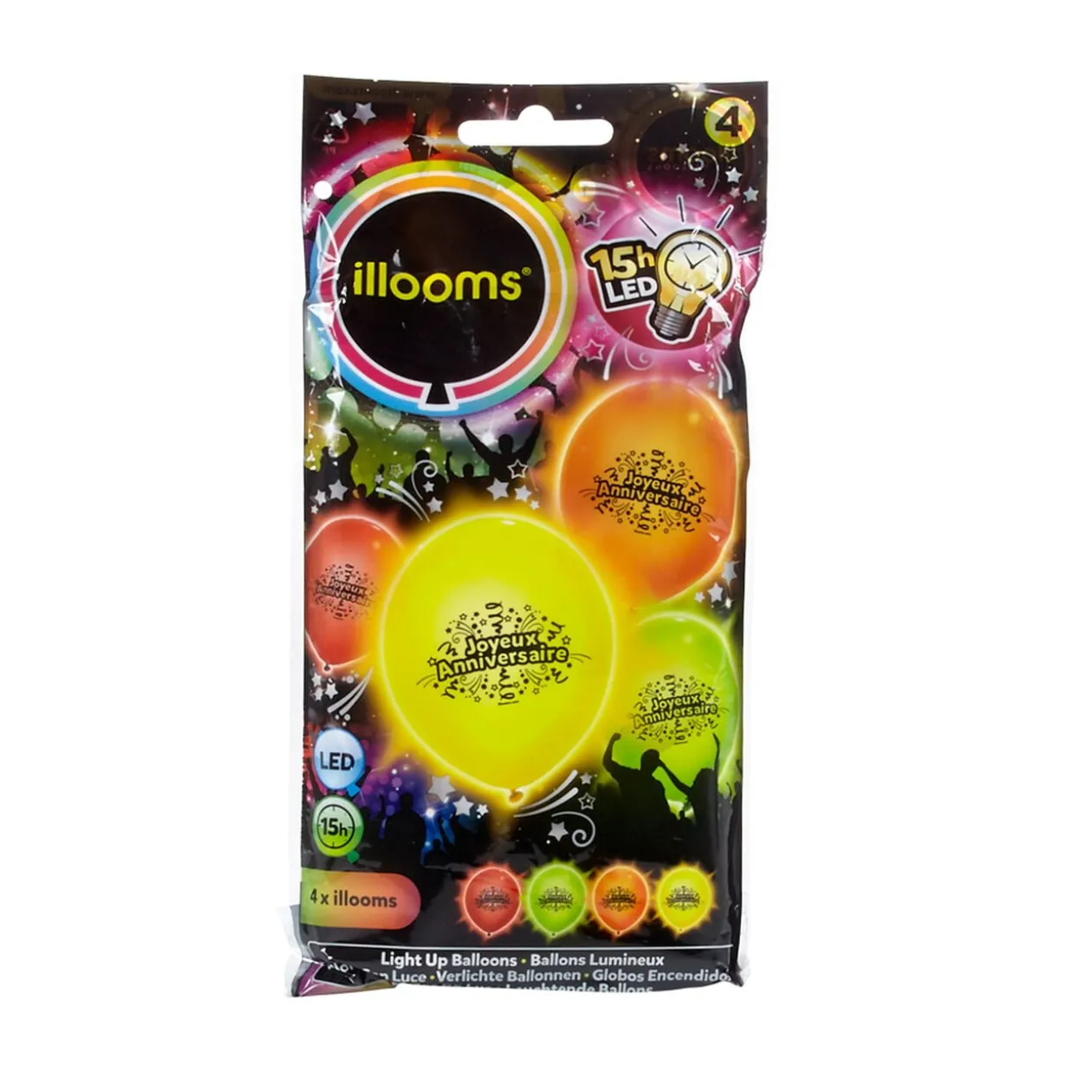 Ballon led coloré Joyeux Anniversaire x4