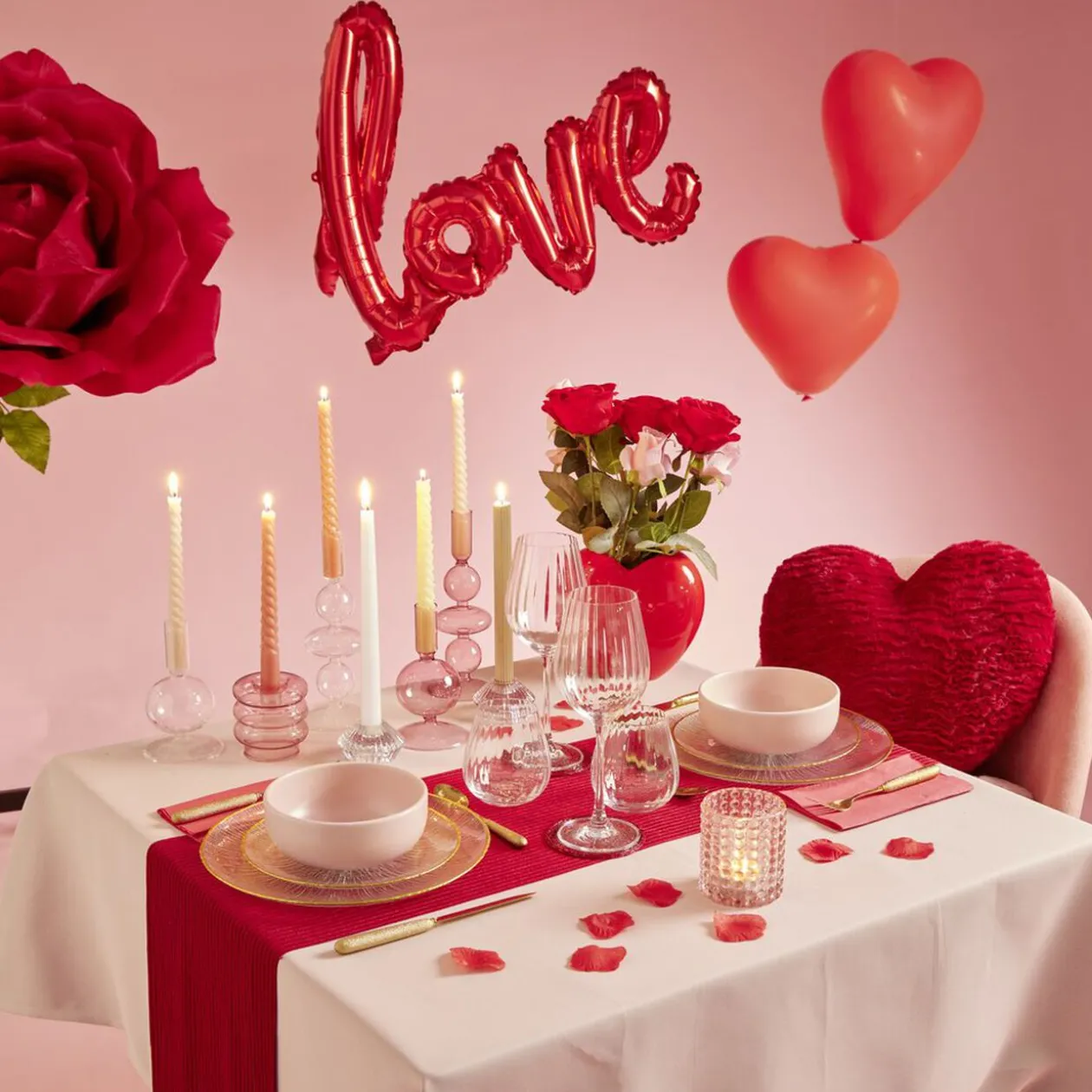 Ballon rouge en forme de coeur x8