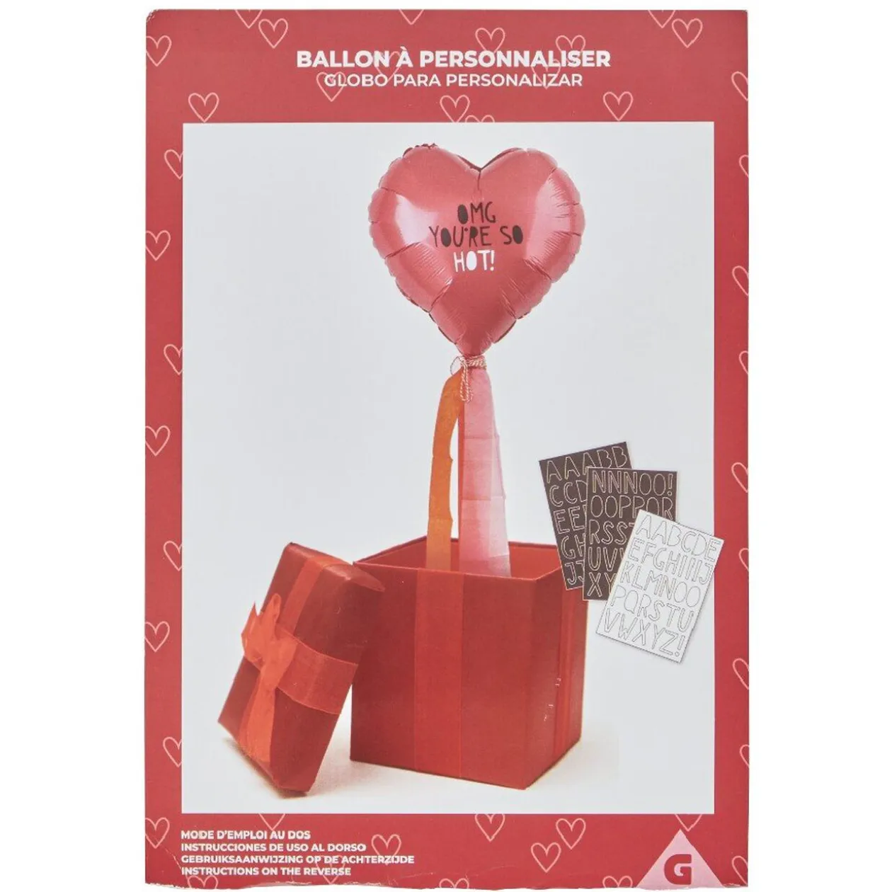 Ballon Saint Valentin forme coeur lettres personnalisables