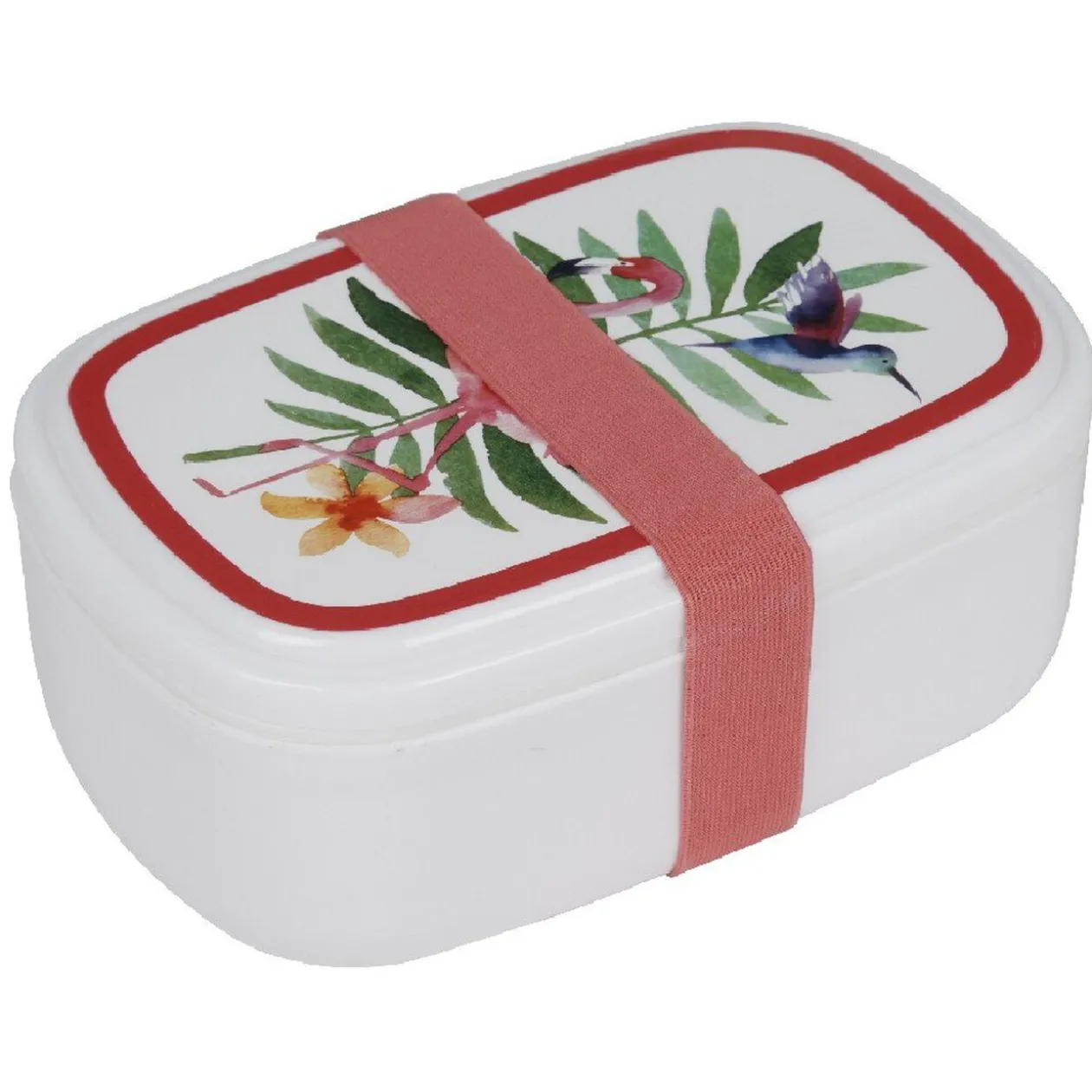 Bento blanc décor fleurs et feuilles