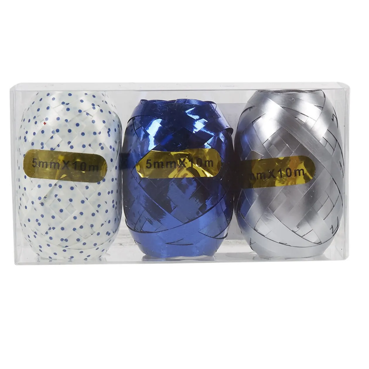 Bolduc argenté blanc et bleu 10 m x3