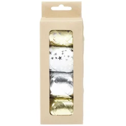 Bolduc métallisé blanc doré argenté x4