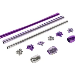 Bolduc noeud et papier cadeau rose violet argenté