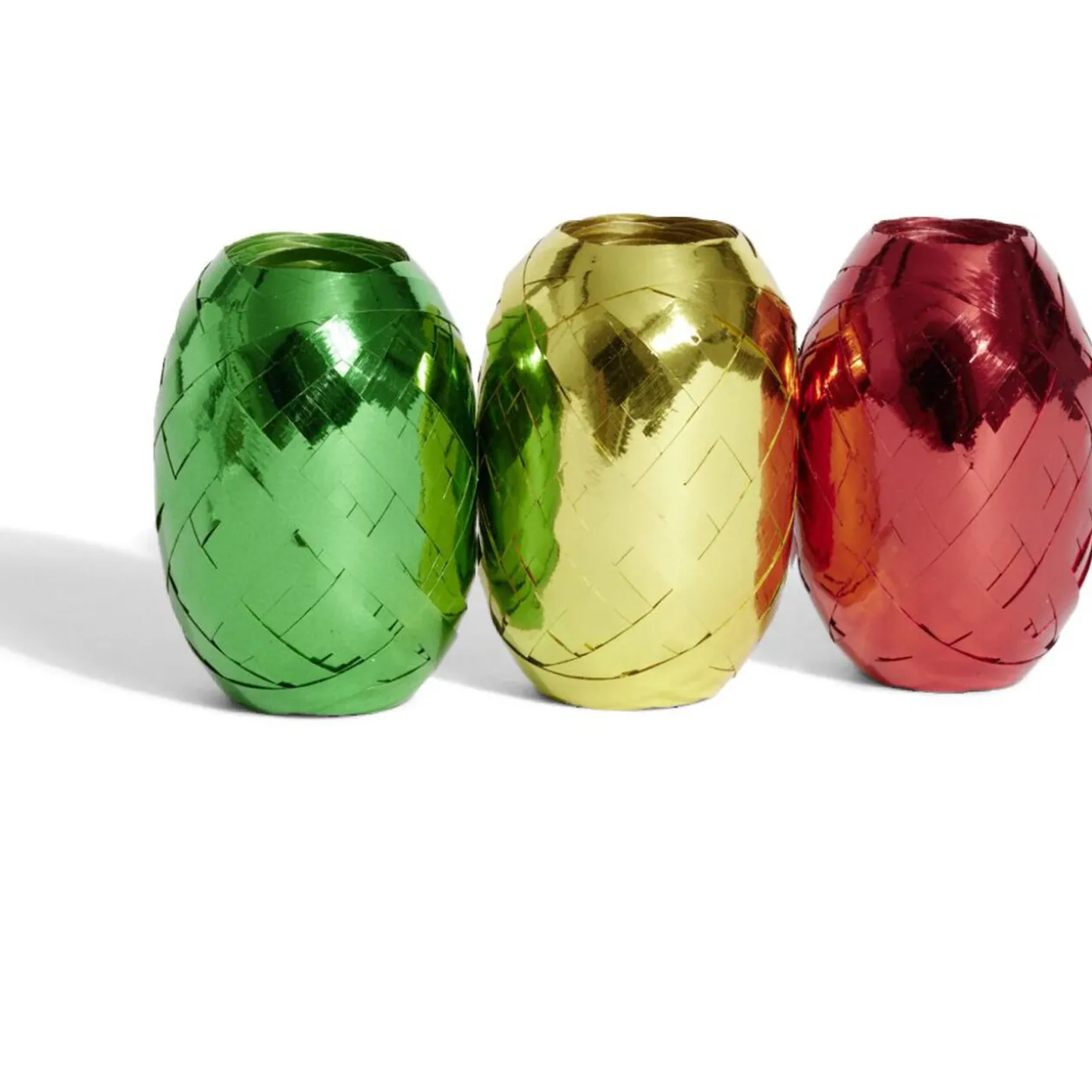 Bolduc Noël vert rouge et doré brillant x3