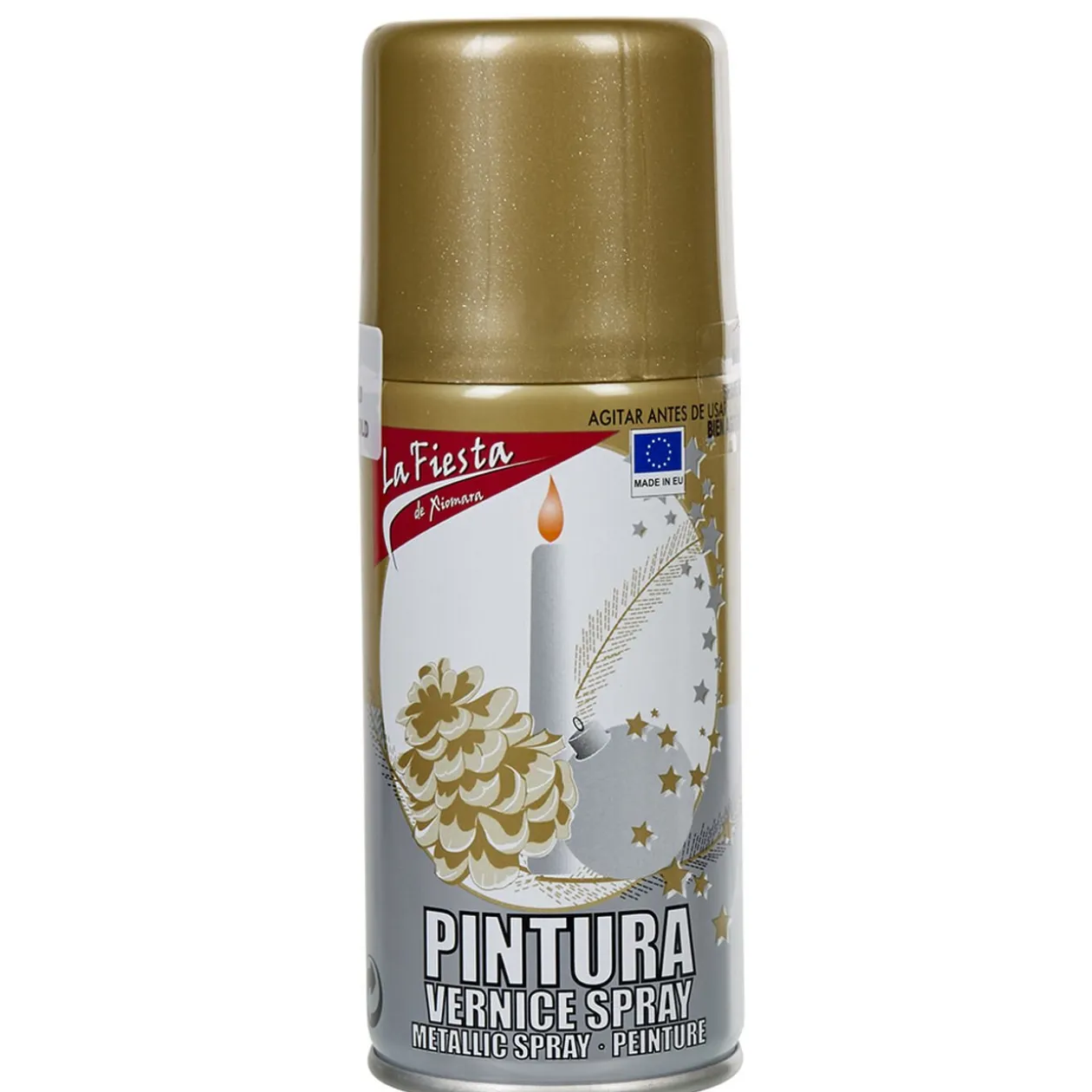 Bombe spray déco de Noël dorée