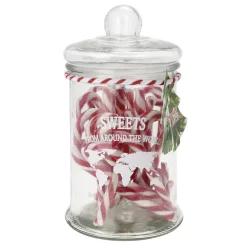 Bonbonnière verre avec 28 sucres d"orge Ø12,5xH23,5cm