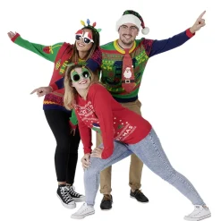 Bonnet de Noël à pompon sequin réversible rouge vert blanc