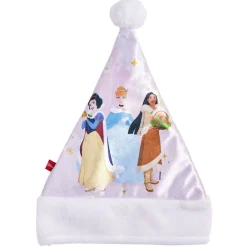 Bonnet de Noël Princesses Disney rose et blanc 26xH34cm
