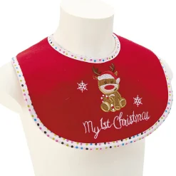 Bonnet et Bavoir brodés pour bébé de Noël